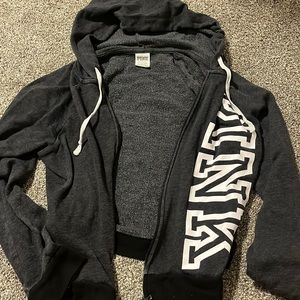 PINK grey zip up hoodie